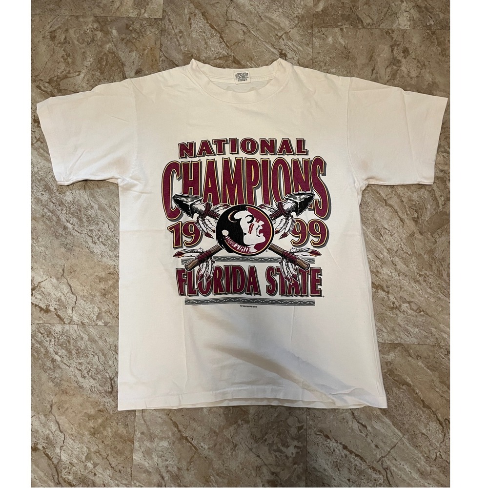 Vintage 1999 Florida State National Champions Shirt Ruppshirts White Mens M L
